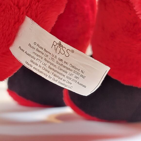 Goat Plushy Plush Red Devil Hearts 12" Stuffed Animal Valentine Russ Berrie - Picture 12 of 13